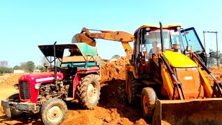 Jcb 3dx Xpert Backhoe Loading Red Sand In Massey and john Deere Tractors | Jcb and Tractor Video