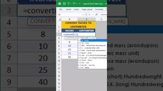 CARA KONVERSI JARAK INCH KE CENTIMETER DI EXCEL #shorts #excel #exceltips