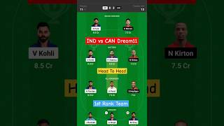 IND vs CAN today dream11 prediction team || india vs canada || #viral #shorts #trending