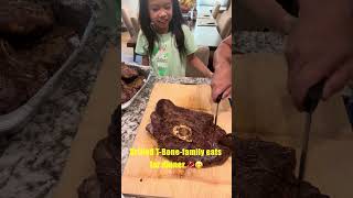 Grilled T-Bone-family eats for dinner.🥩😋#t-bone #beef #dinner #yummy #steaks #grilled #sunny