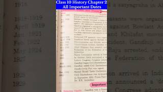 Class 10 History Chapter 2  All Important Dates | Nationalism in India Important Dates | #shorts