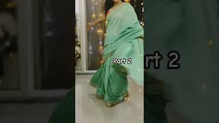 Part 2 - Green Dupion Silk Saree with Red readymade sleeveless blouse | How to drape a saree? #saree