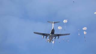 Russian airborne forces parachute in winter conditions