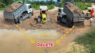 Update OLD PROJECT!! Transforming a Flooded Pond: Dump Truck & Bulldozer Start the Old Project