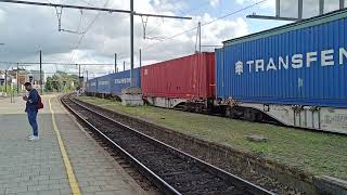 Bombardier Traxx Belgian Railways Class 28 passing Gent Sint-Pietersstation with a Euro Cargo Rail