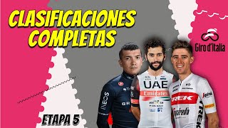 RESULTADOS y clasificaciones ✅ GIRO DE ITALIA Etapa 5