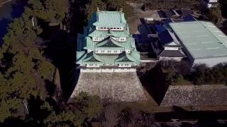 Nagoya Castle Japan 名古屋城 Sunrise - via Drone 4k