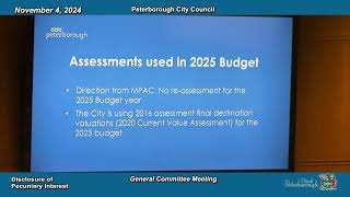 Draft 2025 Budget presentation, City of Peterborough