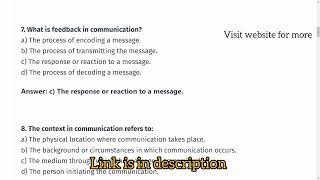 10 multiple-choice questions (MCQs) on meaning and components of communication | Lucknow University