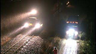 Snowy winter nights on the Midland Line - by Drone