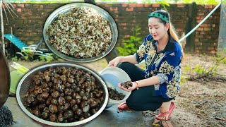 Yummy snail curry, red ant egg cooking, coconut drinking and tasty meal - Cooking With Sros