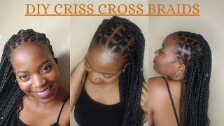 🔥How to: Criss Cross RubberBand Box Braids/Beginner Friendly