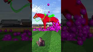 Red horse satisfying video with pink   Ball #horse #funny #youtube #fwm