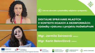 DVO 2024 - Digitálne správanie mladých v kontexte hoaxov - výsledky výskumu z projektu HoDeKoProM