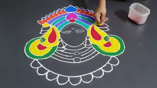 Navarathri rangoli|durga maa rangoli|colour rangoli design|durga special rangoli|dassera rangoli