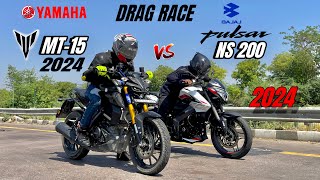 2024 pulsar ns 200 vs Yamaha mt-15 v3 | DRAG RACE | closest battle 😱