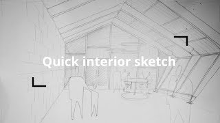 How to draw an architectural 1 point perspective