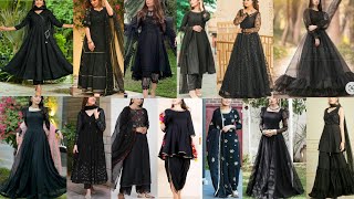 🖤 Black colour dress designs|black colour kurti designs|black colour suit design| #gown #suit #kurti