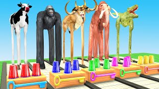 Dinosaur Mammoth Elephant Lion Bull Cow Choose The Right Cup Wild Animals Max Level Long Legs