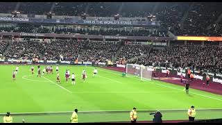 Mohammad Salah scores a penalty against West Ham at London Stadium