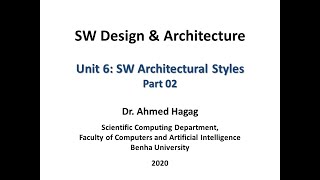 SW Design & Architecture - Unit06 - Part02 تصميم وهيكلة البرمجيات – الفصل السادس – الجزء الثاني