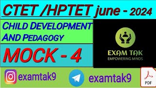 CTET AND HPTET MOCK TEST - 4 | HPTET JUNE 2024 | CTET JUNE 2024