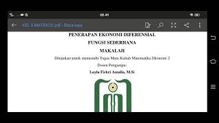 Penerapan Ekonomi Diferensial Fungsi Sederhana (Kelompok 5 PS 5D)