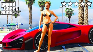 GTA 5 CRAZY GIRL in BIKINI FIVE STAR POLICE RAMPAGE COP BATTLE ESCAPE LOS SANTOS!