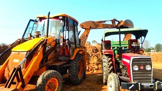 JCB Backhoe Machine Loading Red Mud In Trolley | Massey and John Deere Tractors | Jcb and Tractor