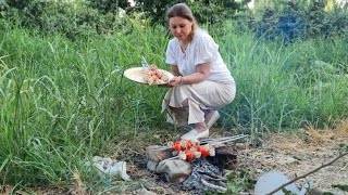 Cooking Kebab Rolls in the Heart of the Forest with a Village Girl🔥💋💞