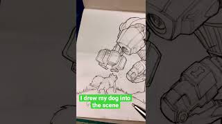 DRAWING MY DOG INTO MY ART