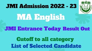 JMI MA English Result Out 2022 Cut off Marks