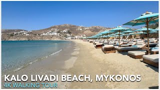 KALO LIVADI BEACH 4K WALKING TOUR - MYKONOS 2024