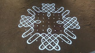 Beautiful beginners kambi kolam | 11 x 3 dots easy simple sikku kolam | SathyaSelva Arts