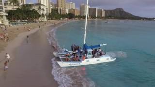 Sunset Catamaran ride off Waikiki Beach on Oahu Hawaii - DJI Phantom 3