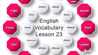 English Vocabulary - Lesson 23 | Afforest, Afoul, Aflare, Affright, Afire, Aforethought | Synonyms