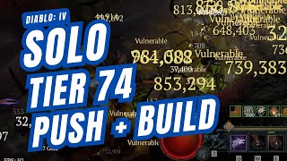 SOLO TIER 74 - Nightmare Dungeon | Druid Tornado Build | DIABLO IV