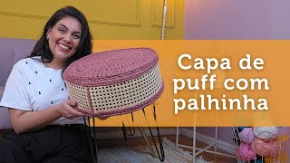 Capa de puff em crochê com palha indiana | por Ju quem fez