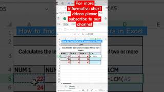 Calculate Least Common Multiple (LCM) in Excel Easily | Quick Tutorial!