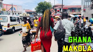 Deep inside Accra’s biggest local market , MAKOLA, Accra - Ghana, Africa || stroll in 4k