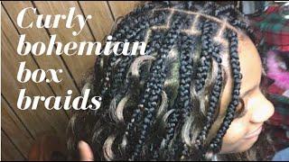 Super curly bohemian box braids | goddess box braids ( no crochet)