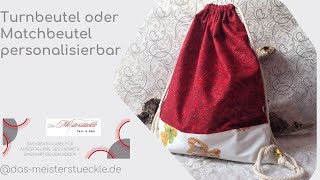 personalisierbarer Matchbeutel Turnbeutel mit Namen rot Glitzer Bärchenmotiv