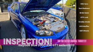 I inspected a GTR look bayside blue R34 sedan GTT