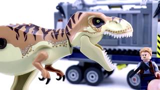 Lego Mini Movie T-Rex Transport goes wrong - Tyrannosaurus Rex eats Jurassic World - Dinosaur Story