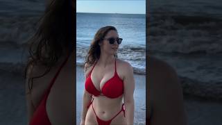 Walk beach sexy boobs