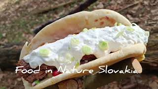 HOMEMADE CHEESE 🧀 TORTILLA 🫓 FILLED WITH MEAT🍖🌲 | Food in Nature Slovakia ❤️