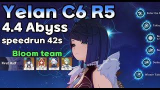 Yelan C6 R5 4.4 Spiral Abyss speedrun 42s