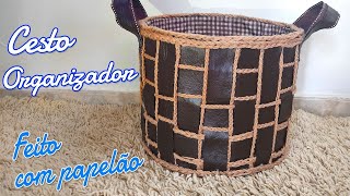 Cesto Feito com Papelão - [Diy Artesanato]