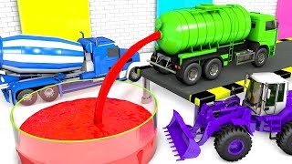 Painting Street Vehicles in the garage through Water Tanks Truck for Kids