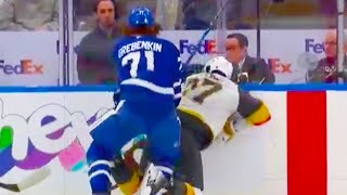 Nikita Grebenkin Boarding Hit on Shea Theodore | Maple Leafs vs Golden Knights 2024 NHL Highlights